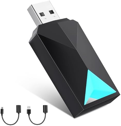 Wireless CarPlay Adapter/Android Auto, 2 in 1 Wired to Wireless Carplay Dongle Fit for Factory Wired CarPlay/Android Auto Cars 2016+, 5GHz WiFi Low Latency Plug & Play Online Update Black