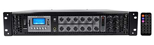 Rockville RCS350-6 350 Watt 6 Zone 70V Commercial Amplifier, Bluetooth, 3 Mic Inputs, Perfect for Restaurants, Bars, Cafés, Schools, Lounges