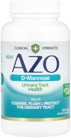 AZO D Mannose Urinary Tract Health, Cleanse, Flush & Protect The Urinary Tract, No.1 Pharmacist Recommended Brand, Clinical Strength, Non-GMO, 120 Count