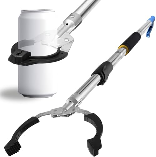 Heavy Duty Grabber Reacher Tool,52.5in Reacher Grabber Pickup Tool Extra Long No Need Bend Trash Picker Upper Grabber Stainless Steels Tube with Sponge Handle for Seaside Garden and Yard