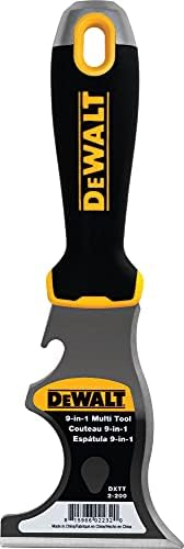 DEWALT 9-in-1 Painter's Tool | Straight Scraper, Curved Scraper, Gouger, Roller Cleaner, Can Opener, Bottle Opener, Nail Puller, Screwdriver, Hammer | Carbon Steel w/Soft Grip Handle | DXTT-2-200