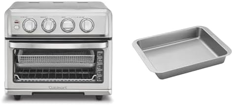 Cuisinart Air Fryer + Convection Toaster Oven, 8-1 Oven with Bake, Grill, Broil & Warm Options, Stainless Steel, TOA-70 & AMB-TOBBP Toaster Oven Baking Dish, silver, 1.12"" x 0.86"" x 0.16"""