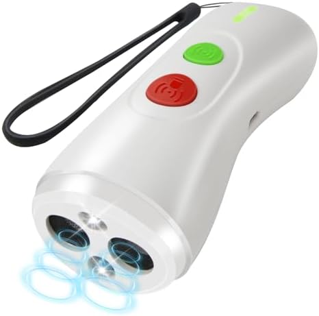 Dog Bark Deterrent Device - Ultrasonic Anti Barking Device for Dogs，Rechargeable Dog Bark with Remote up to 50 FT Range, Dog Training Device Indoor＆Outdoor with LED Flashlight, White
