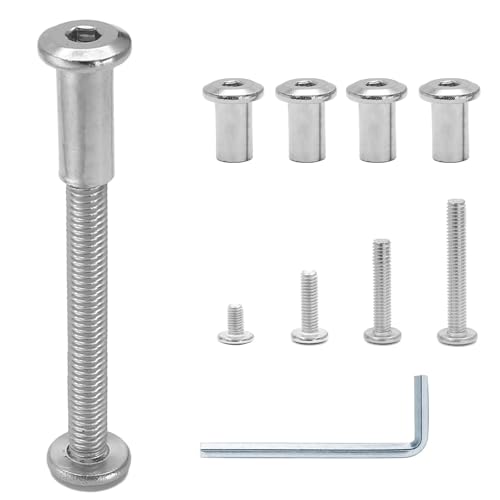 30 Sets M6x16/25/35/45/55mm Hex Drive Socket Cap Bolt Kit with Allen Wrench, Silver Furniture Connector Bolts M6 Countersunk Screw Barrel Nuts Binding Screws for Cabinet