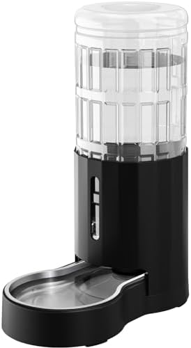 CZPET Automatic 9L Dog and Cat Water Dispenser with Stainless Steel Bowl Gravity Waterer,100% BPA-Free,Large Capacity and Drinking Area Noise-Free for Pets(9L Water Dispenser, Black)