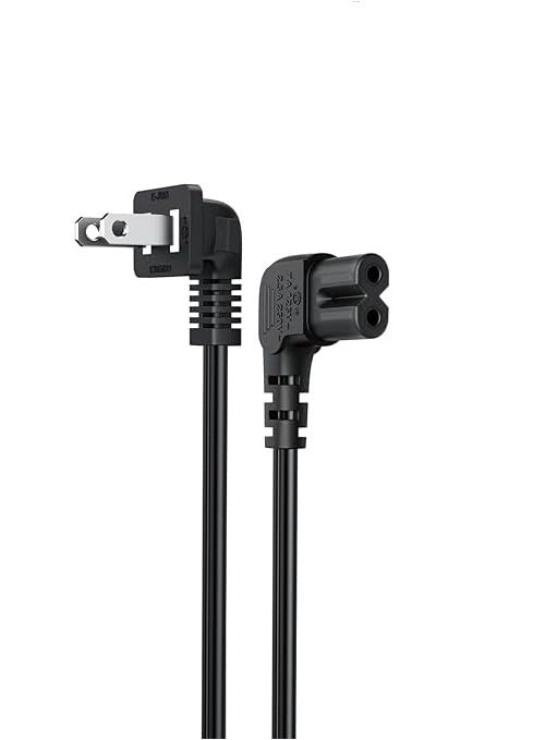 Power Cord for LG TV 2-Prong L-Shaped AC Power Cord 24" 28" 32" 40" 43" 48" 49" 50" 55" 60" 65" 75" 80" 85" 55LH575A Smart 4K TV, Compatible for Samsung TV, Sony, Sharp Panasonic, TCL TV Replacement