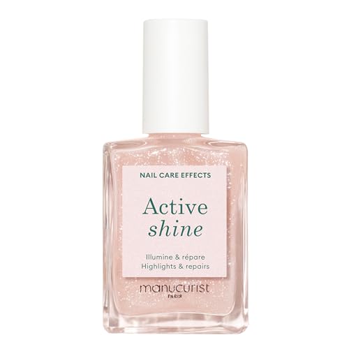 Manucurist Active Shine™ Jelly Gel Nail Polish & Care - No Lamp - Ultra-Shiny 2 in 1 Nude Gel Polish: Nail Strengthener and Growth, Highlighter & Care - Plant-Based Ingredients- Damaged Nails Repair