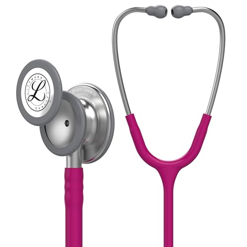 3M Littmann Classic III Monitoring Stethoscope, 5648, More Than 2X as Loud* and Weighs Less**, Stainless Steel Chestpiece, 27" Raspberry Tube