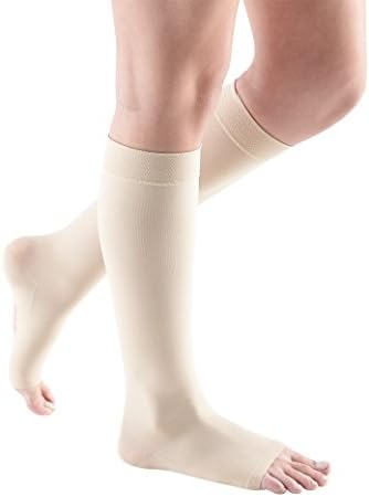 mediven Comfort for Women, 20-30 mmHg – Open Toe Leg Circulation, Calf High Compression Stockings for Women, Semi-Transparent Leg Support Compression Hosiery