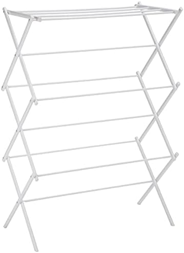 Amazon Basics Foldable Laundry Rack for Air Drying Clothing - 29.4 x 14.8 x 41.9 inches (LxWxH), White