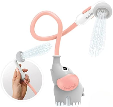 Yookidoo Baby Bath Shower Head - Elephant Bath Toy and Trunk Spout Rinser - for Newborn Babies in Tub Or Sink (Pink)