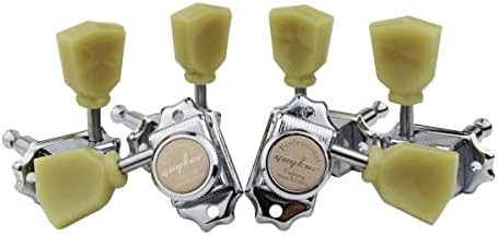 Guyker 3x3 Vintage Style Locking Guitar Machine Heads – 1:15 Ratio Lock String Deluxe Tuning Key Pegs Tuners Set Replacement for Electric, Acoustic or Folk Guitars - Chrome