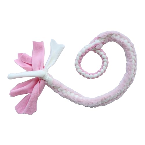 Baba&Nana Braided Fleece Dog Tug Toy, Assorted Colors Dog Rope Toy with Ball, Interactive Tug of War Dog Toy for Large & Medium & Agility Dogs (Pink/Faux Fur)