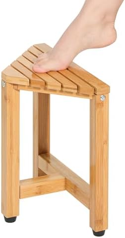 TYYIHUA 13.2" Shower Foot Rest for Shaving Legs,Corner Shower Stool, Small Bathroom Bench Suitable for Small Shower Spaces-Waterproof Shower Stool for Inside Shower Triangle