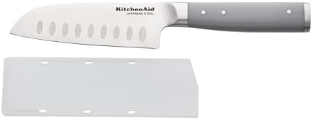 KitchenAid Gourmet Forged Santoku Custom-Fit Cover, Sharp Kitchen Knife, High-Carbon Japanese Stainless Steel Blade, 5 Inch, Gray