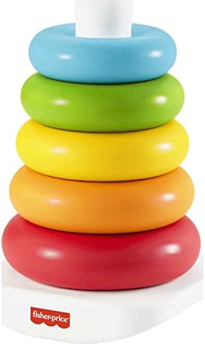 Fisher-Price Baby Stacking Toy Rock-A-Stack Rings with Roly-Poly Base for Ages 6+ Months, Made with Plant-Based Materials