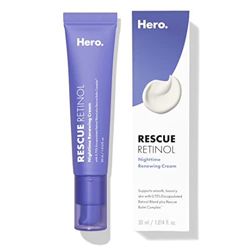 Hero Cosmetics Rescue Retinol Nighttime Renewing Cream - Helps With the Look of Uneven Texture and Post-Blemish Marks - Gentle, Non-Drying Formula, Introduction Retinol - Safe for Sensitive Skin (30 ml)