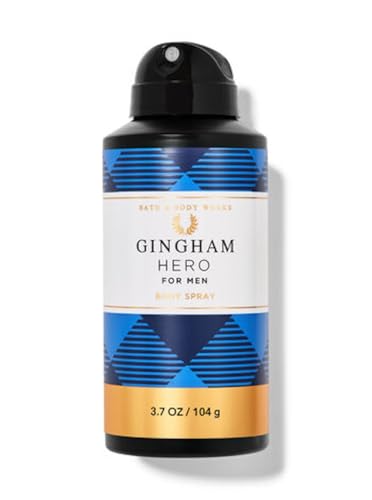 Bath and Body Works Bourbon Men's Deodorizing Body Spray 3.7 Ounce (GIngham Hero)