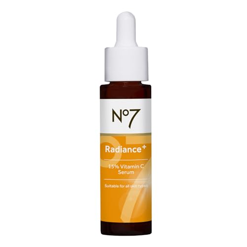 No7 Radiance+ 15% Vitamin C Serum - Face Serum for Glowing Skin - Re-energizing Vitamin C Facial Serum for Dull Skin - Skin Care Serum for Daily Use (0.84 oz)
