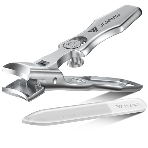German Nail Clippers for Men Thick Nails, VANWIN Toenail Clippers for Seniors Large Wide Jaw Opening, Heavy Duty No Splash Fingernail Clipper with Safety Lock Nail Clippers with Catcher for Women