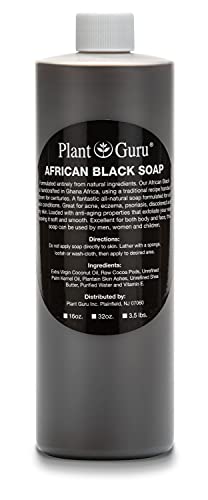 African Black Soap Liquid 16 fl. oz. 100% Raw Pure Natural From Ghana. Acne Treatment, Aids Against Eczema & Psoriasis, Dry Skin, Scars and Dark Spots. Great For Pimples, Blackhead, Face & Body Wash.