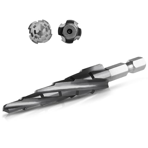 Cobalt M35 Step Drill Bit 3/16" to 1/2", TiAlN Coating 4 Spiral Flute Step Bit for Stainless Steel, Metal, Aluminum, Plastic