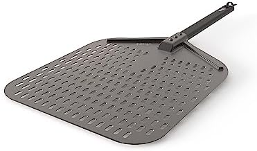 Ninja XSKOPPL Perforated Pizza Peel, Compatible Woodfire Outdoor Oven (OO100 series), Hanging Drawstring, Aluminum, Grey/Black, 19.5'' x 16.5'' x15"