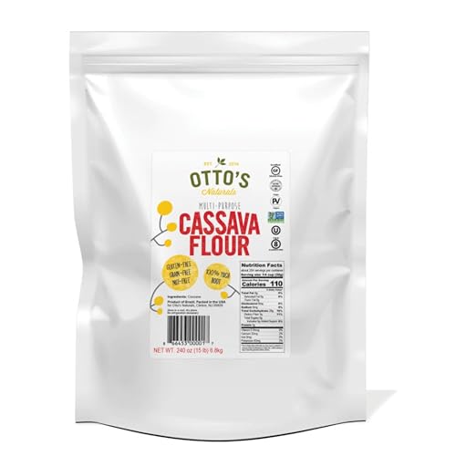Otto’s Naturals - Cassava Flour, All Purpose Flour as Wheat Replacement, Used as Bread Flour, Pizza Dough Flour, & Cake Flour Substitute, Nut, Grain, and Gluten Free Flour, 15 lbs