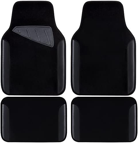 CAR PASS Waterproof Universal Fit Car Floor Mats, Faux Leather Car Carpet Mats, Black Car Mats with Anti-Slip Nibbs Backing & Driver Heel Pad Fit for SUV,Vans,sedans, Trucks,Set of 4pcs(All Black)