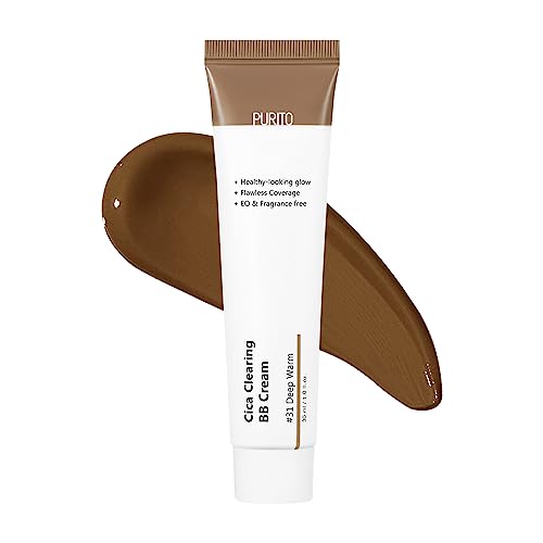 PURITO Cica Clearing BB Cream #31 Deep Warm 1 fl.oz / 30ml, Vegan bb cream, foundation, cruelty free