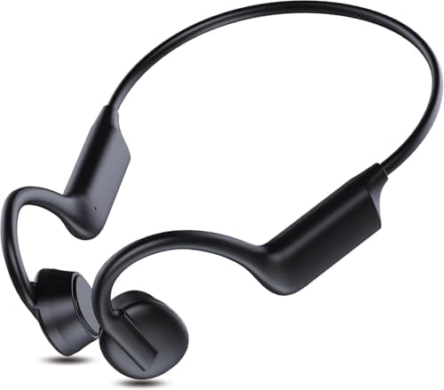 Bone Conduction Headphones - Open Ear Headphones Bluetooth 5.3 Sports Earphones with Built-in Mic, Sweat Resistant Wireless Headset for Running, Cycling, Hiking, Driving, 10H Playtime, Black