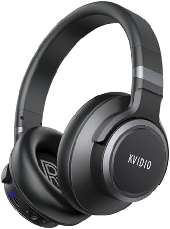 KVIDIO Active Noise Cancelling Headphones, 70 Hours Playtime Bluetooth Headphones Wireless with Microphone, Transparency Mode, Deep Bass and Hi-Fi Stereo Sound Over Ear Headphones for Travel Office