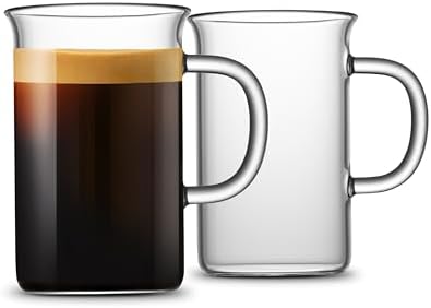 LUXU Glass Coffee Tea Cups(Set of 2)-13 oz,Clear Glass Mugs,Tall Drinking Glasses for Cappuccino,Latte,Espresso,Lead-free Drinking Glasses Great for Juice,Water,Beer,Milk Hot And Cold Drinks