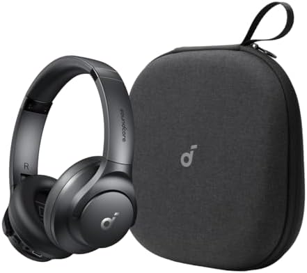 Soundcore by Anker Q20i Hybrid Active Noise Cancelling Headphones, with Headphones Case, Wireless Over-Ear Bluetooth, 40H Long ANC Playtime, Hi-Res Audio, Big Bass, Customize via an App