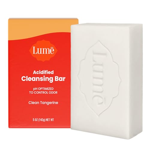Lume Acidified Body Cleansing Bar - 24 Hour Odor Control - Removes Odor Better than Soap - Moisturizing Formula - Formulated Without SLS orParabens - OB/GYN Developed - 5 ounce (Clean Tangerine)