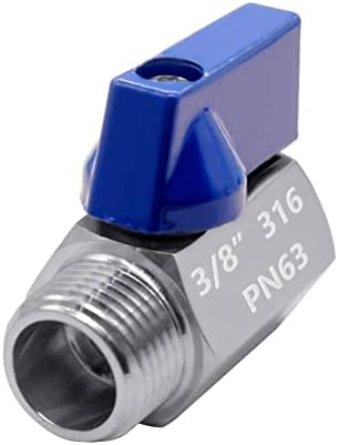 Beduan 3/8" Mini Ball Valve, 316 Stainless Steel Female x Male NPT Thread Shut-Off Valve(Pack of 1)