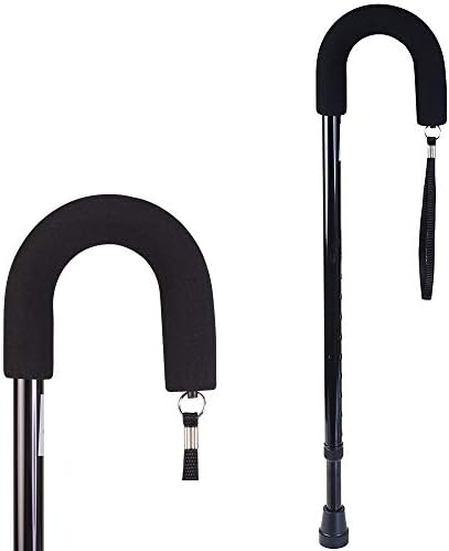 DMI Deluxe Adjustable Cane with Comfort Grip Handle and Strap, Black