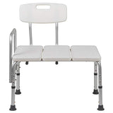 Flash Furniture HERCULES Series 300 Lb. Capacity Adjustable White Bath & Shower Transfer Bench with Back and Side Arm