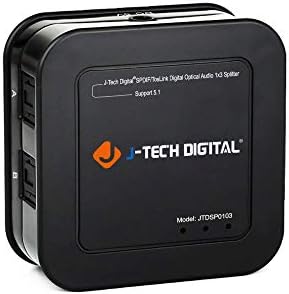 J-Tech Digital Optical Splitter 1 in 3 out for TV, Toslink Splitter 1x3 SPDIF Audio Splitter 1:1 Transmission Support LPCM2.0, DTS, Dolby Digital
