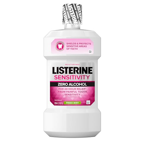 Listerine Sensitivity Alcohol Free Mouthwash, for Sensitive Teeth, Bad Breath Treatment, Oral Rinse for Adults; Fresh Mint Flavor, 500 mL, 2 Pack