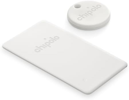 Chipolo Point Bundle - 1X ONE + 1x Card Item Finder, Bluetooth Tracker, Wallet Finder - Works with Google's Find My Device app (Android only) (Off White)