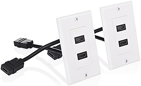 Cable Matters 2-Pack 2-Port HDMI Wall Plate in White (4K UHD, ARC, and Ethernet pass-thru support)