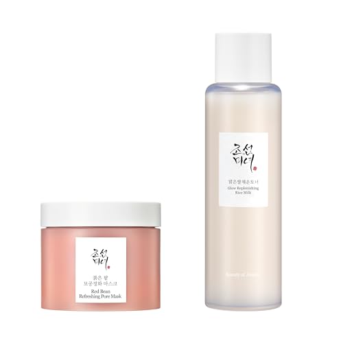 Beauty of Joseon Red Bean Refreshing Pore Mask with Glow Replenishing Rice Milk Face Toner for Dry Dull Skin