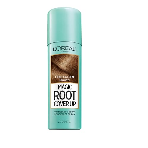 L'Oreal Paris Root Cover Up Temporary Gray Concealer Spray, Hair Color Spray with Filling & Thickening Coverage, Light Golden Brown, Packaging May Vary