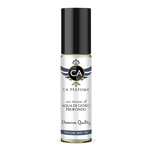 CA Perfume Impression of Aqua Di Giorgi Profondo For Men Replica Fragrance Body Oil Dupes Alcohol-Free Essential Aromatherapy Sample Travel Size Concentrated Long Lasting Roll-On 0.3 Fl Oz/10ml