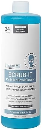 Unique Scrub-It RV Toilet Bowl Cleaner Liquid - Removes Odors, Stains and Debris - Safe on All Toilet Types (24 oz)