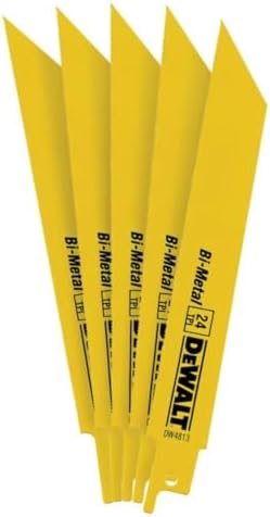 DEWALT Reciprocating Saw Blades, Straight Back, Bi-Metal, 6-Inch 24 TPI, 5-Pack (DW4813)