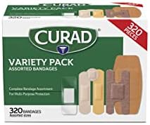 Curad Bulk Variety Pack Assorted Bandages, Flex-Fabric, Waterproof, Plastic, Knuckle, Heavy Duty Bandages (320 Count)