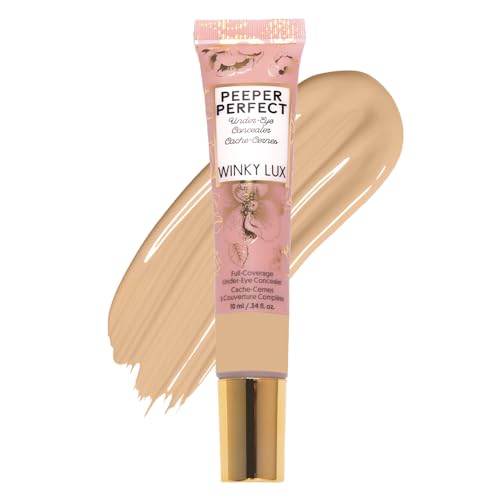 Winky Lux Peeper Perfect Under Eye Concealer, Makeup & Eye Brightener, Full Coverage Concealer for Dark Circles, Color Corrector & Eye Primer, With Collagen, Hyaluronic Acid & Vitamin E (Light Beige)