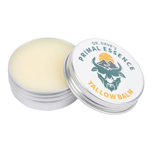 Dr. Dave's Primal Essence Grass Fed Beef Tallow for Skin - Tallow Balm with Shea Butter, Organic Jojoba Oil, Honey, and Beeswax - Beef Tallow Moisturizer for Face and Body - Unscented, 1 oz